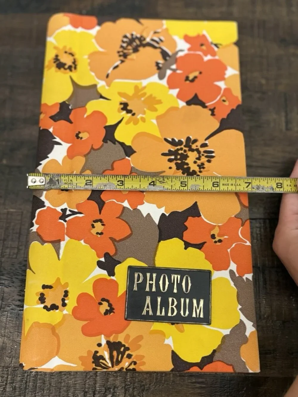 Vintage Photo Album Fabric Floral Orange Yellow